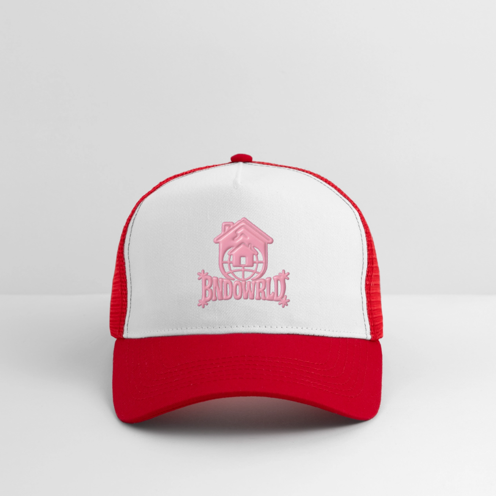 BNDOWRLD Logo Trucker Cap - white/red