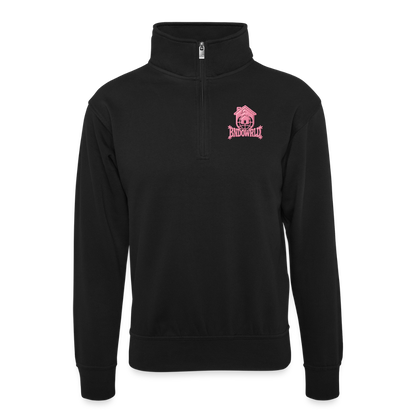 Unisex Pullover mit Zip-Kragen - Schwarz