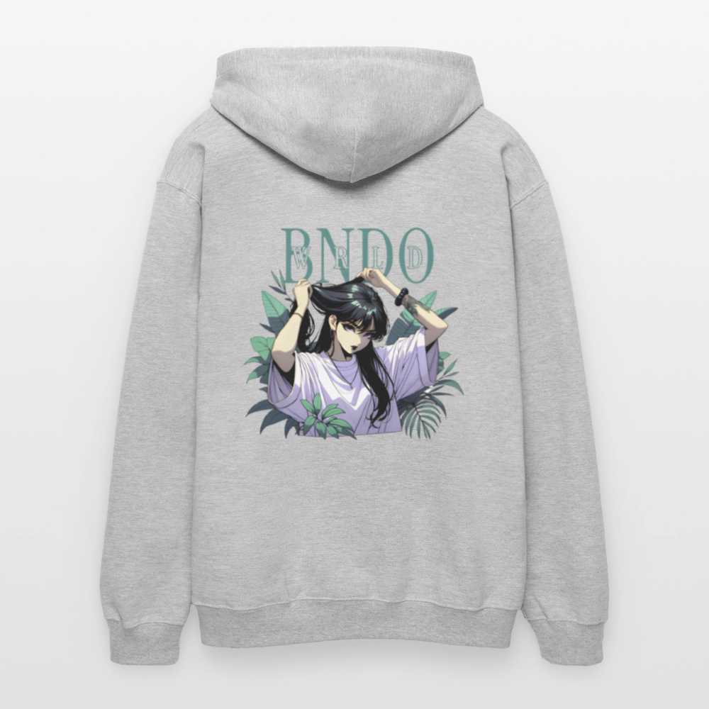 Unisex Anime Hoodie - Hellgrau meliert