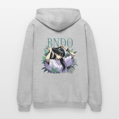 Unisex Anime Hoodie - Hellgrau meliert