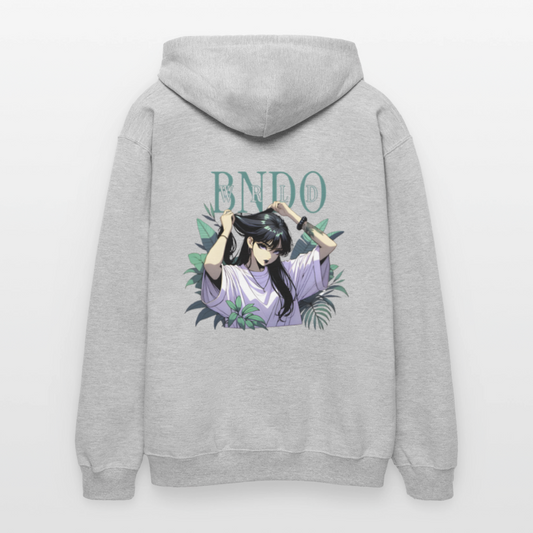 Unisex Anime Hoodie - Hellgrau meliert