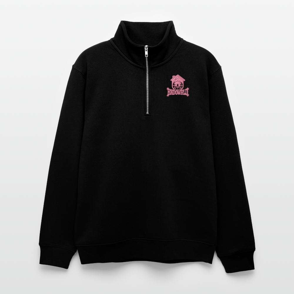 Unisex Pullover mit Zip-Kragen - Schwarz