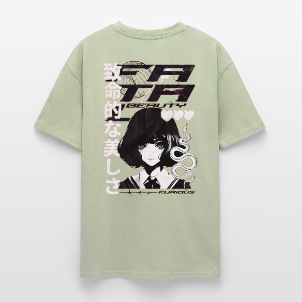 Heavy Anime Oversize T-Shirt - Leichtes Salbeigrün 